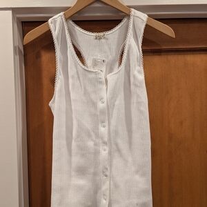 White Sleeveless Button-Up Top